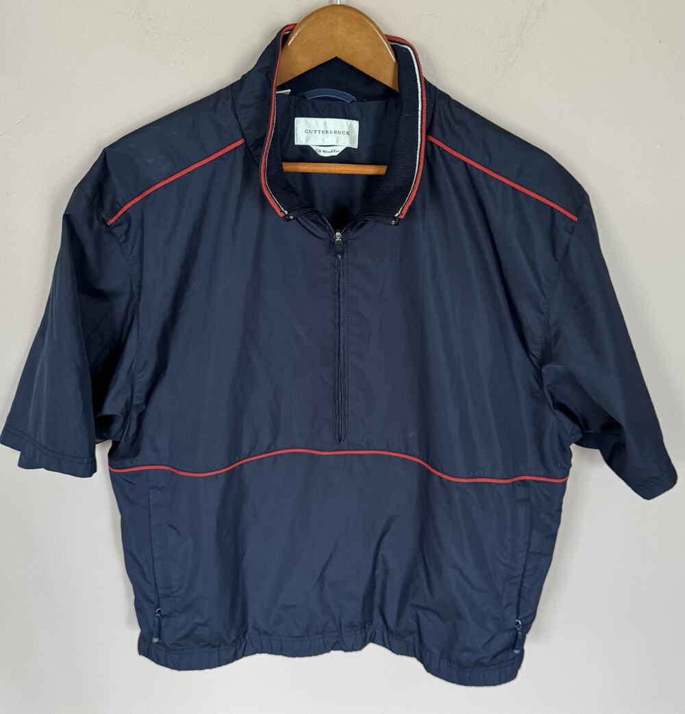 Cutter & Buck Men’s M Windtech Golf Pullover - Short Sleeve Blue & Red